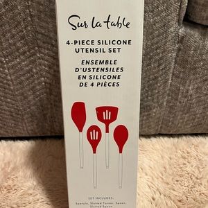 4-Piece Silicone Sur La Table Utensil Set (RED)
